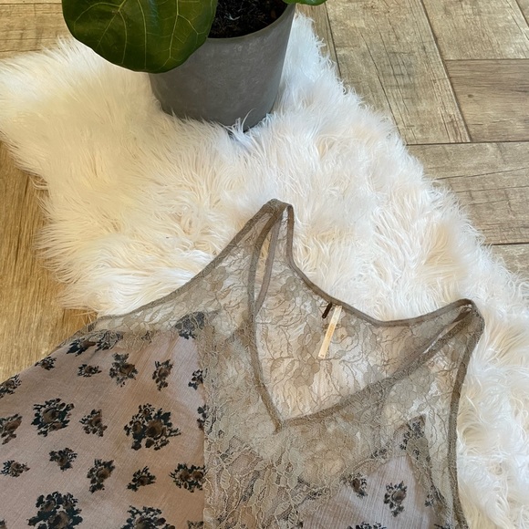 Free People Floral Lace Fringe Camisole/Tank Bell Trapeze Size XS - Picture 4 of 11